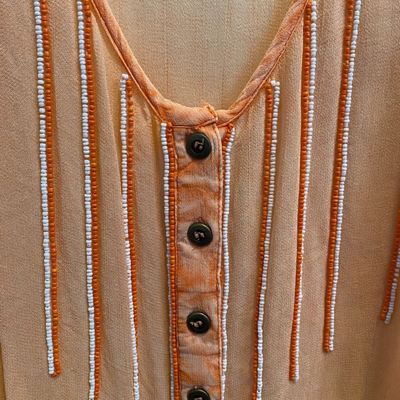 Orange woman’s small sheer top with beadwork - Picture 6 of 9